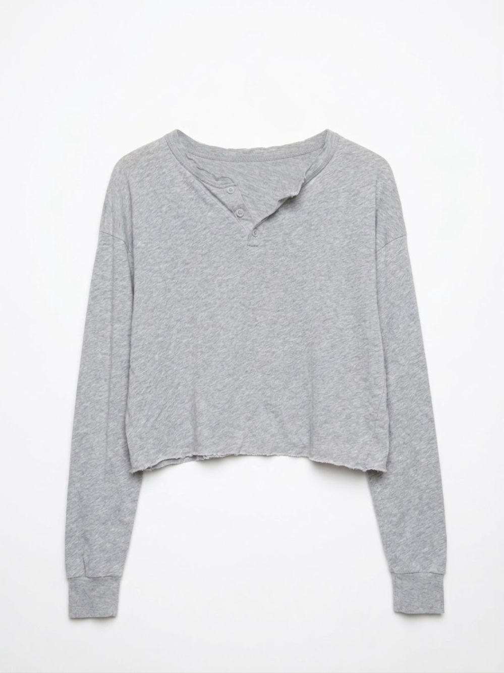 Brandy Melville  Henley Top – Heather Gray, One Size